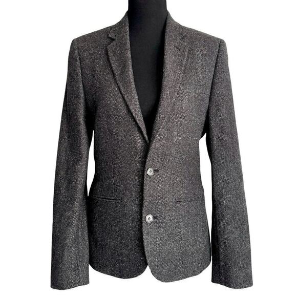 ASOS Blazer Women’s size MEDIUM Herringbone Suit Jacket Gray Lined Casual Career - Picture 1 of 5